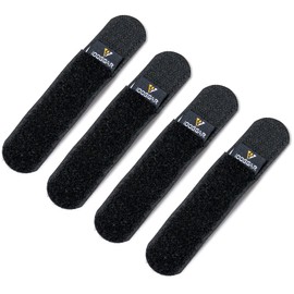 IDOGEAR Tactical Fastening Binding Strap Hook & Loop Reusable Strap(4 pcs) (Medium(4 pcs), Black)