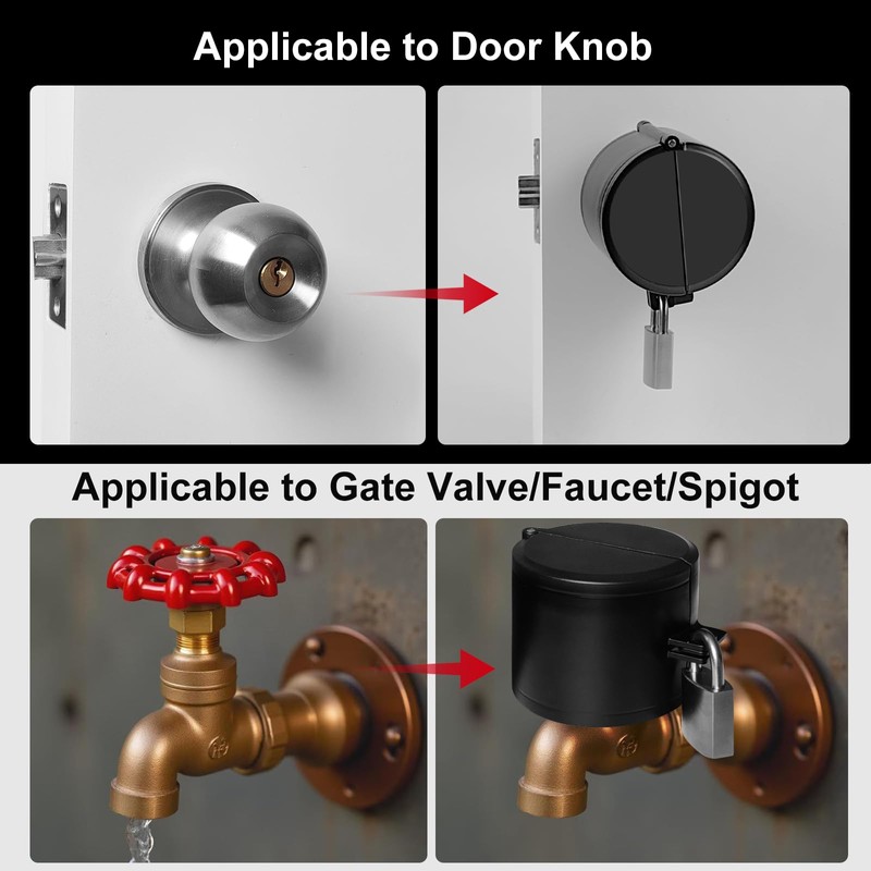 MOSECYOU Door Knob Locking Cover with Padlock, Heavy Duty All
