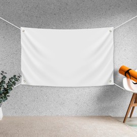 Blank DIY Banners Polyester Oxford Cloth White Banner with Hanging Rope for Wall Signs Writing DIY Painting Indoor Outdoor Office Camping Yard Birthday Party Decorations Supplies 3.6x2.3ft-BECKTEN