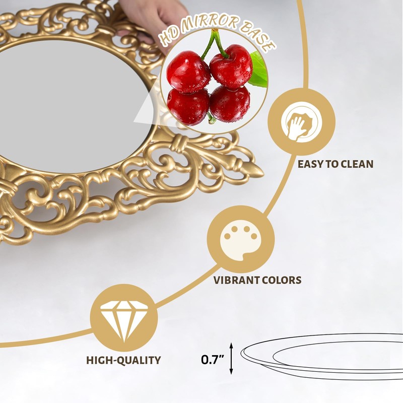 MAONAME 12" Gold Charger Plates Set of 12, Mirror Charger