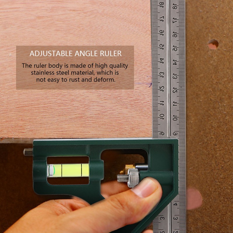 300mm Adjustable Stainless Steel Square Angle Ruler 45/90 Degree with