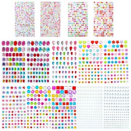 Cayton Gem Stickers, 2800 PCS Self-Adhesive Rhinestone Stickers Sparkling Gemstones Self-Adhesive Colored for DIY Scrapbook Craft Supplies for Kids (Color 2)
