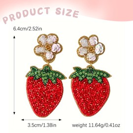 TELAIN Charming Boho Fruit Pendant Earrings Handmade Pearl Earrings for Women Summer Pearl Earrings