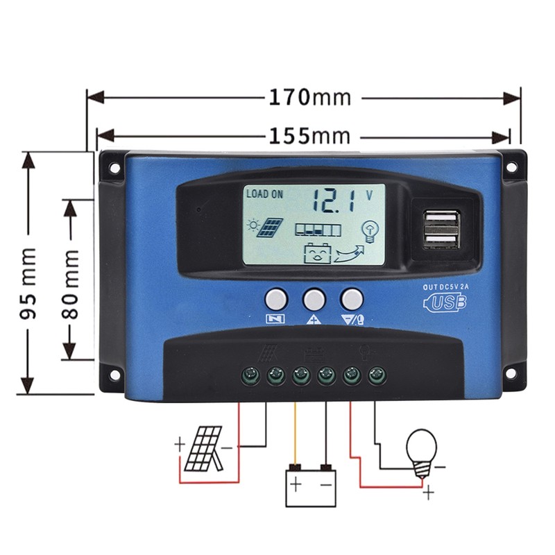 YCX-003 30-100A MPPT Solar Panel Regulator Charge Controller 12V/24V Auto