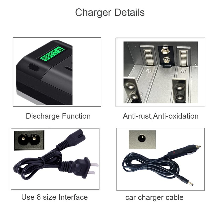 4 Packs Rechargeable C Size Batteries with Charger, Universal LCD