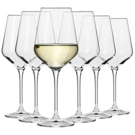 Krosno Large White Wine Glasses | Set of 6 | 13.2 oz | Avant-Garde Collection | Crystal Glass | Perfect for Home, Restaurants and Parties | Dishwasher Safe