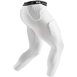 McDavid HEX 5-Pad 3/4 Tight Thudd. Padded for Football and More Sports. Pads on Thighs, Hips, Tailbone. Protection and Compression. Black or White Tights Pants. (White, XXL), White