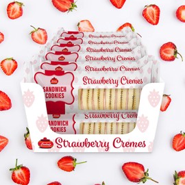 Carley's Sandwich Cookies, Strawberry Creme, Perfect Lunch Box or On-the-Go Snacks, Dessert Sweets, Snack Food Gifts, Kosher Certified, Sweet Treats, Nut-Free, 3.5 Oz Snack Packs, Pack of 12