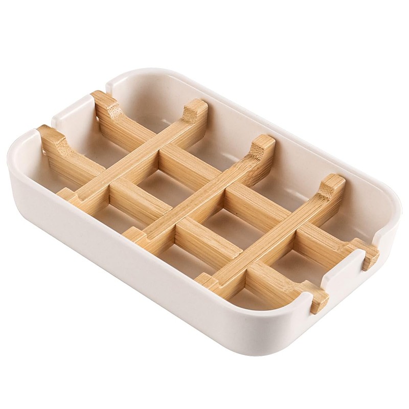 Ieron Bamboo Soap Holder Natural Bamboo Soap Dish with Drainage