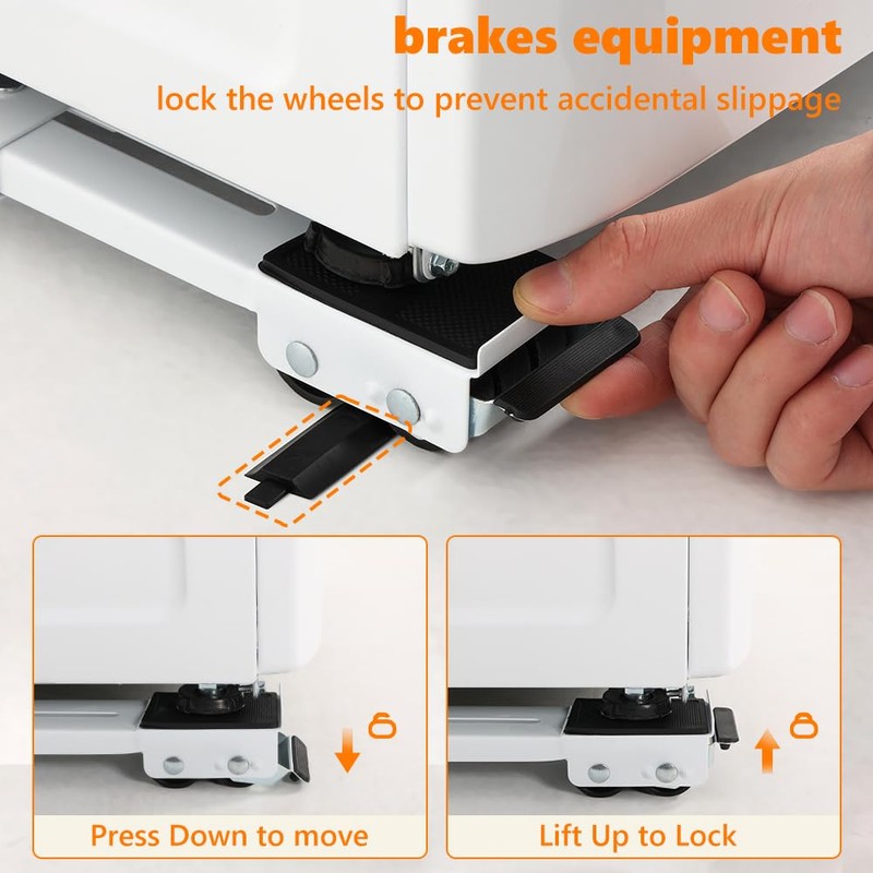 LUCKUP Heavy Duty Appliance Rollers W/Crowbar, Extendable Washing Machine Stand