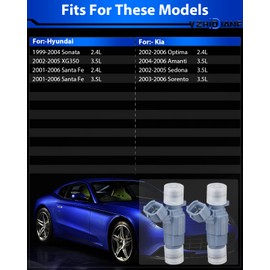 YZHIDIANF 35310-38010 Fuel Injectors for:-Hyundai Santa Fe Sonata XG350 3.5L for:-Kia Amanti Sedona Optima Sorento 3.5L Rplace 353103-8010D 35310-3C000 (6pcs)
