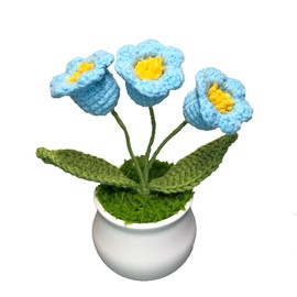Joekaran Crochet Flowers Cute Little Potted Flower, Gift for Birthday, Teacher’s Day, Graduation, Anniversary, Christmas, Decor for Car Dashboard,Home Office Decoration (Blue Lily of The Valley)