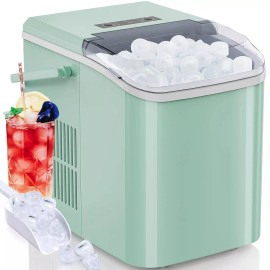 ANTONIA Home Countertop Ice Maker 9 Cubes in Only 6 Minutes 26.5lbs Portable Ice Machine - Green