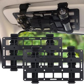 2PCS Aluminum Alloy Molle Visor Organizer,Rigid Aluminum Alloy MOLLE Panel Compatible with Backpack Tactical, Versatile Car Sun Visor Organizer for Trucks Vehicle SUV Interior Accessories