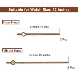 sourcing map 5 Set Wooden Clock Hands Only,Walnut Wood Clock Hands Clock Kit for Clock DIY Repair Part Replacement Fit for 12 Inch Wall Clock, 4.88 Inches