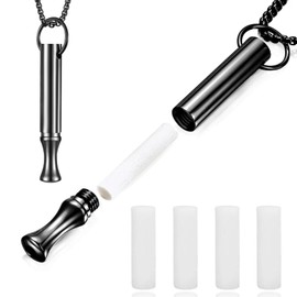 LAMKHOO Breathing Necklace to Quit Smoking and Vaping - Refillable Essential Oil Diffuser, Fidget Necklace for Anxiety Relief, Smokeless Inhaler with 4 Cotton Pods