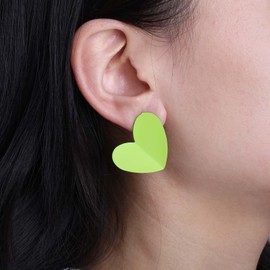 Cybche Boho Grün Herz Ohrringe Acryl Herz Ohrstecker Ohrringe Harz Süßigkeiten Farbe Herz Ohrringe Großes Herz Liebe Ohrringe Minimalistische Herz Liebe Ohrringe Schmuck Für Frauen