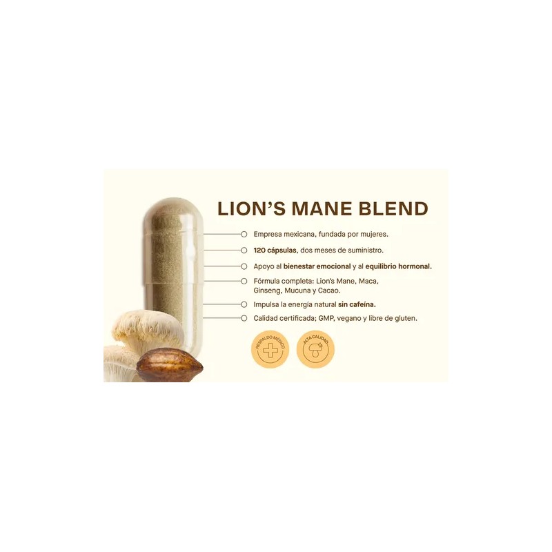 Lion's Mane + Maca + Ginseng | 4 Adaptogenos |