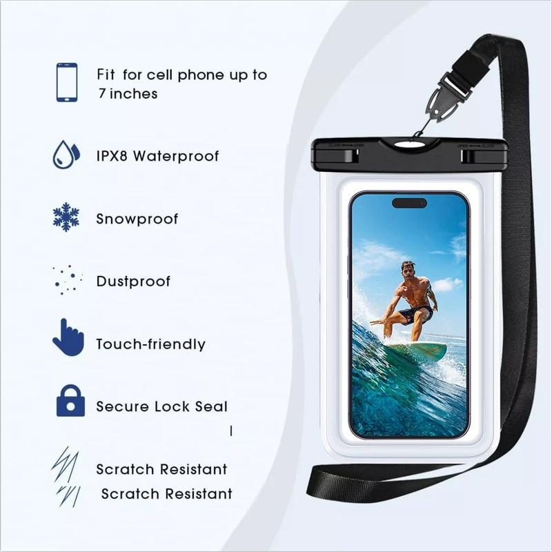 Keakitay Funda Impermeable para Celular, 7 Pulgadas Bolsa para Celular