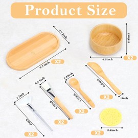 14pcs Bamboo Aesthetic Supplies 2pcs Face Mask Mixing Bowl Pan Brush Flat Facial Spatula Cream Spoon Skincare Tray Round Compressed Sponge / 14개 대나무 에스테틱 용품 2개 페이스 마스크 믹싱 볼 팬 브러시 플랫 페이셜 주걱 크림 스푼 스킨케어 트레이 라운드 압축 스펀지