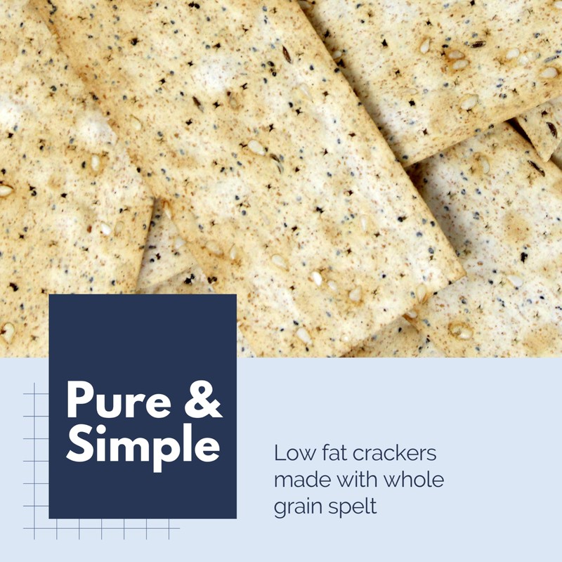 Snacktery Spelt Everything Flatbread Crackers - All Natural Spelt Crackers