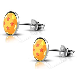 SIISPRI 316L Surgical Stainless Steel Anime Earring Round Circle Button Stud Post Earrings 10MM (silver)