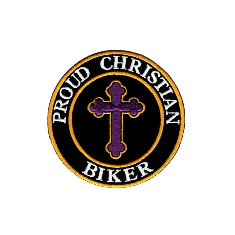 Proud Christian Biker Embroidered Patch Jesus Chris Iron-On Religious Cross