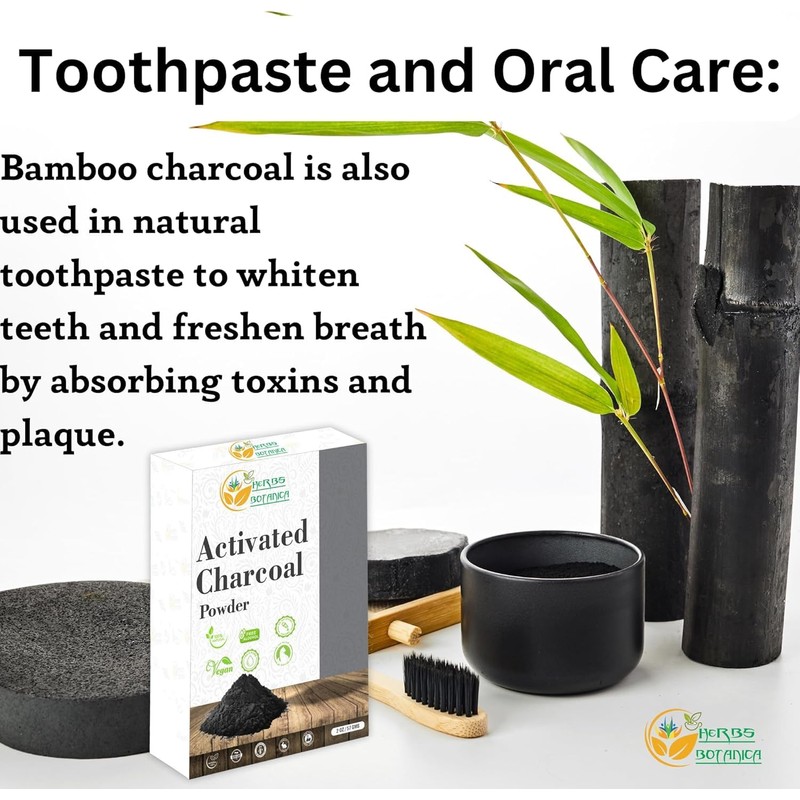 Herbs Botanica Activated Charcoal Powder 100% Food Grade Bamboo Charcoal