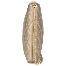 lola mae Simple Quilted Crossbody Bag, Lightweight Wristlet Shoulder Purse (GOLD)