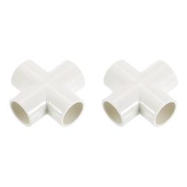 sourcing map 1/2" PVC Fittings, 2 Pcs 4 Way Elbow Connector Elbow PVC Furniture Fittings Corner Fitting for Water Supplies PVC Furniture DIY Shelf Greenhouse Tent Connection, White