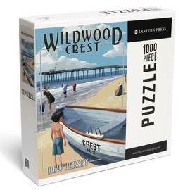 Wildwood Crest, New Jersey, Lifeboat and Pier (1000 Piece Puzzle, Challenging Jigsaw Puzzle for Adults, Made in USA)