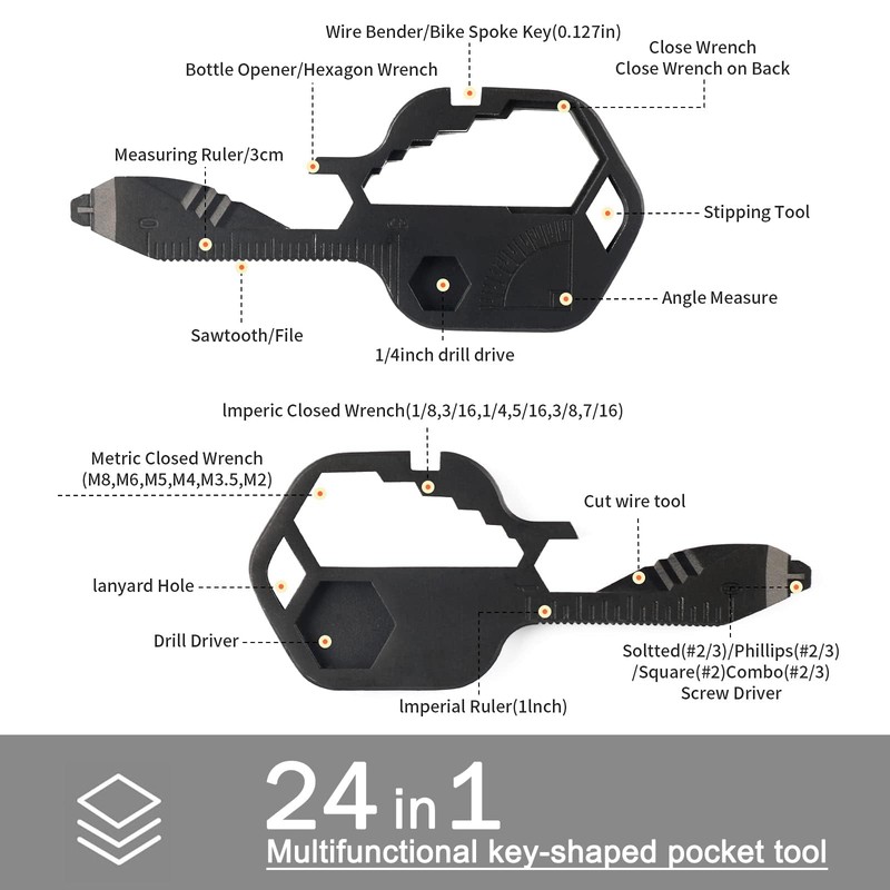 Ruiyuan 24-in-1 Multitool Key Tool Portable Multi Key Shaped Tool