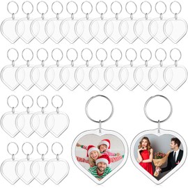 MTLEE 150 Pcs Photo Insert Keychain Clear Acrylic Picture Keychains Picture Frame Key Chain Blank Photo Keychains(Heart)