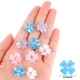 KEUKORZ Mini Rhinestone Colorful Flower Hair Clips - 40Pcs Small Dazzling Muti-color Hairpins for Women Bride, Barrettes Decorated with Flower for Wedding (4 Colors - White blue Blue Purple)