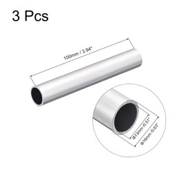 sourcing map 6063 Aluminum Round Tube, 16mm OD 13mm Inner Dia 100mm Length Pipe Tubing for Industry DIY Projects, 3 Pcs
