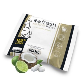 Wahl Refresh Massive Dog Wipes for Cleaning and Odor Control, Face, Body, Butt and Paw Cleaner for Dogs, Coconut Lime Verbena Scent, 36 Count, Model 3027119