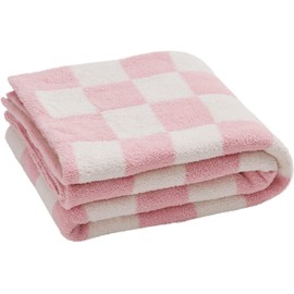 VANJOROY Checkerboard Checkered 100% Microfiber Feather Fleece Bed Tartan Throw Blanket For Sofa,Fuzzy Fluffy Cozy Thick Warm Soft Plaid Blanket for Bed,Sofa,Travel(Pink, 130×160CM(51×63In))