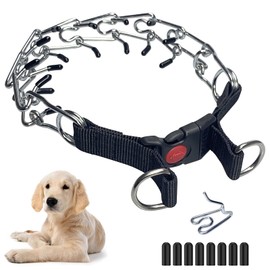 Dog ProngTraining Collar Choke Pinch Collar for Dogs with Comfort No Pull Dog Collar Rubber Tips and Quick Release Snap for Small Medium Large Dogs