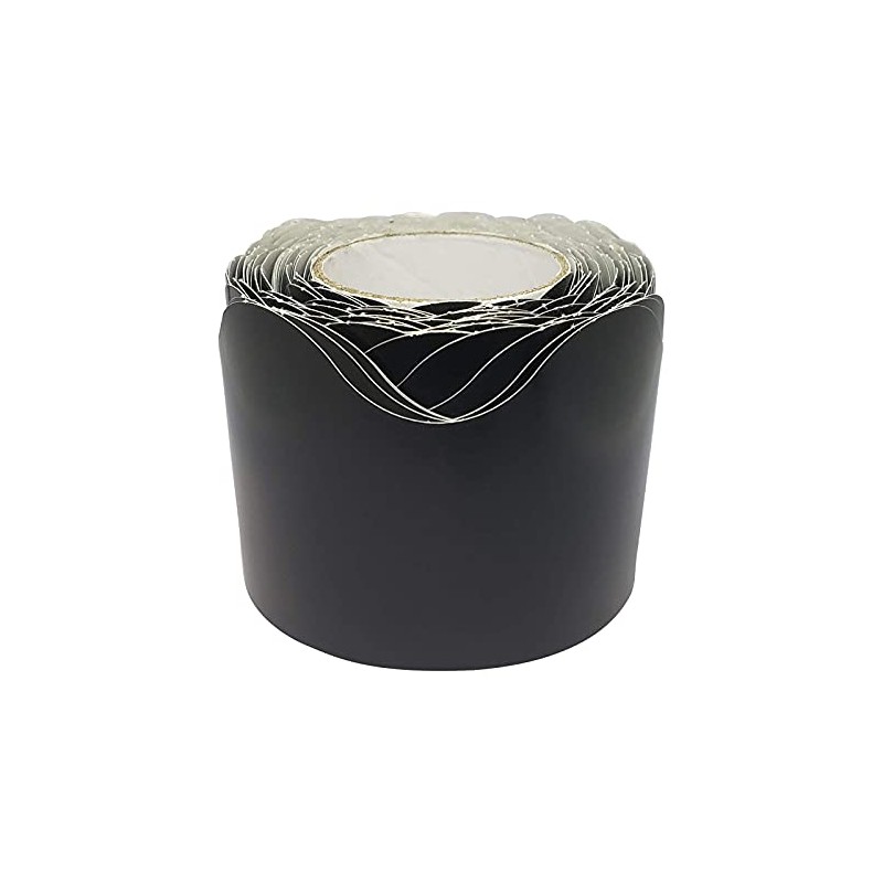 Teacher Created Resources Black Scalloped Rolled Border Trim, 50 Feet