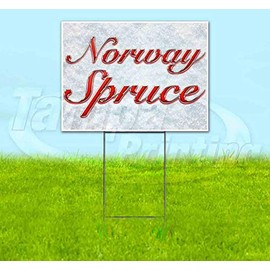 Norway Spruce Red & Chrome (18" X 24") Yard Sign, Quantity Discounts, Multi-Packs, Includes Metal Step Stake, Bandit Sign