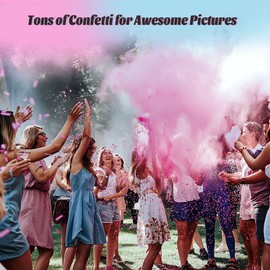 POPUPARTY 2Pack pink Gender Reveal Confetti smoke Powder Cannon, Confetti and Powder Poppers | Ideal for Baby girl Gender Reveal Decoration and party