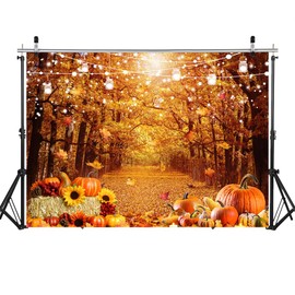 WOLADA 7x5FT Fall Photo Backdrop Thanksgiving Backdrops for Photography Autumn Backdrop Fall Forest Backdrop Thanksgiving Home Decoration Backdrop Fall Themed Photo Booth Backdrop 12591