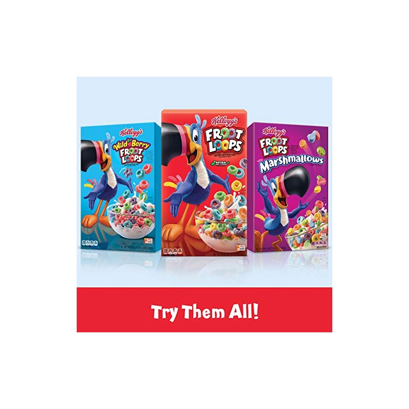 Froot Loops Breakfast Cereal with Fruity Shaped Marshmallows, Low Fat,