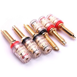 Atoplee Long Speaker Terminal Binding for Amplifier Terminal Plugs (6 Pieces, Black + Red) (Long 3 Pairs)