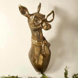 Coyoohouse 3D Head Wall Mount Samll Ornament, Animal Heads for Wall Art Hanging Sculptures, Small Metal Wall Resin Art Wall Decor Ornament Waterproof Bronzed Resin Decorations for Home (Sheep)