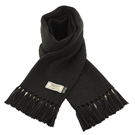 Mucros Weavers Mens Wool Scarf, Handwoven in Ireland, Traditional Fishermans Scarf (Black)