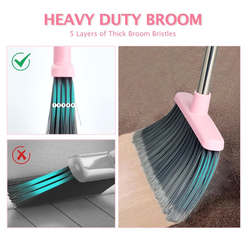 XXFLOWER Broom and Dustpan Set, Dustpans with Broom Combo for
