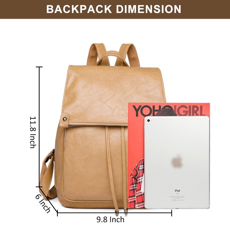 Everfunny Women Backpack Waterproof Anti-theft Lightweight PU Fashion Leather Shoulder