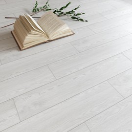 VEELIKE Whitewash Oak Vinyl Flooring Planks Peel and Stick Floor Tile Waterproof Laminate Flooring 32-Planks Wood Vinyl Floor Tiles Peel and Stick for Bedroom Living Room Kitchen Bathroom RV 6''x36''