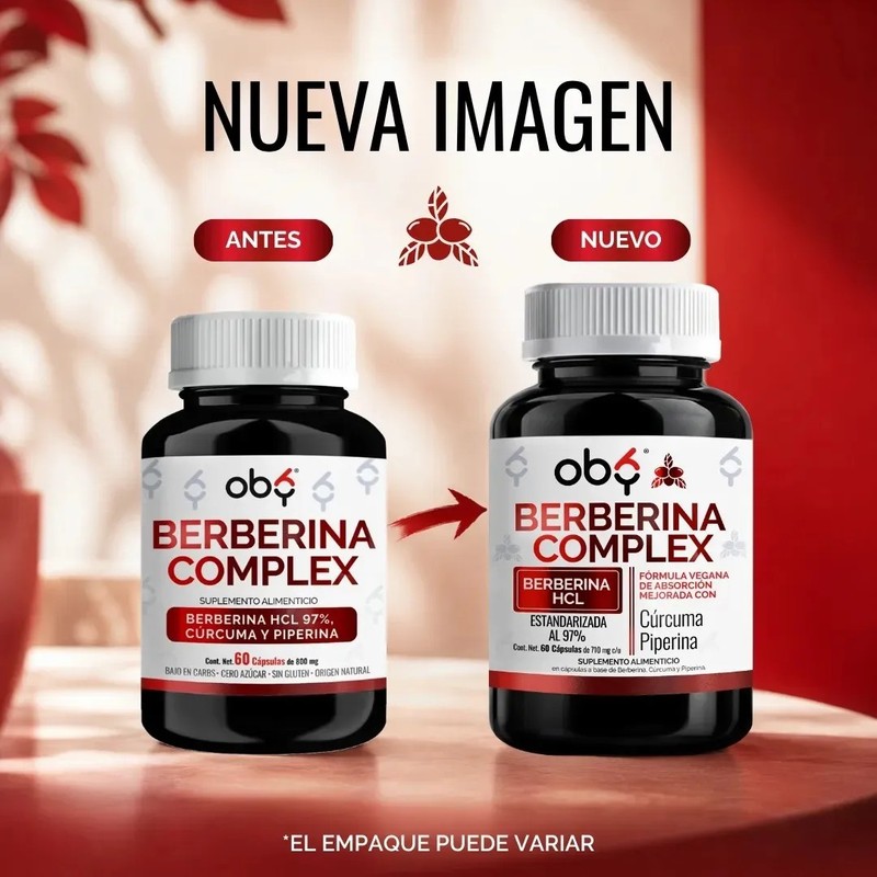 Berberina Hcl 97 1000mg Potenciada Con Piperina Y Curcuma Glucontrol